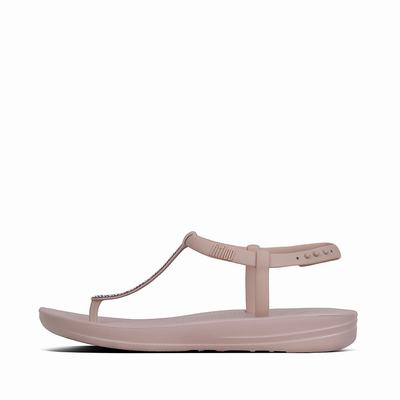 Fitflop Women's IQUSHION Splash Sparkle Back-Strap Flip Flops - Light Brown, RD9581263